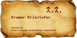 Kremer Krisztofer névjegykártya
